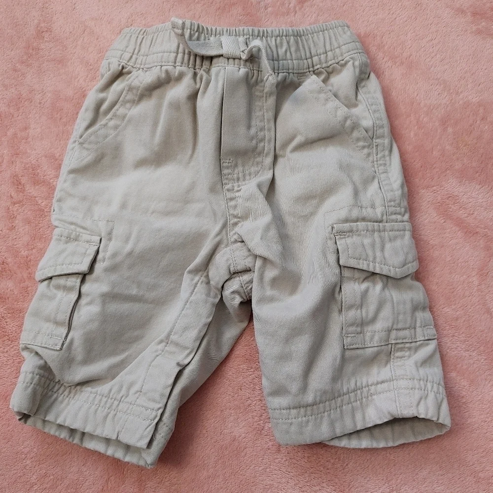 Baby Gap Infant Boys/Neutral Tan Lined Cargo Pants Size 3 Months.